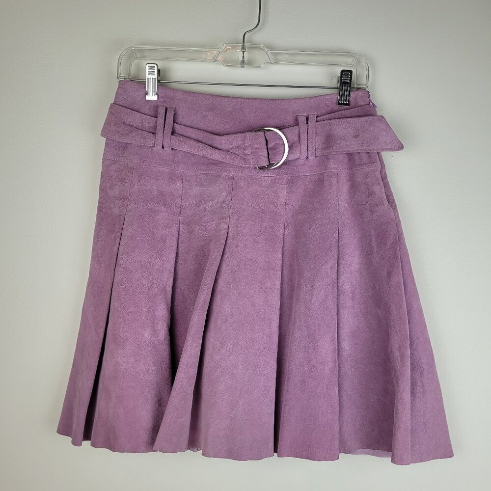 International Concepts mauve pink suede drop waist pleated skirt Y2k Preppy Sz 2